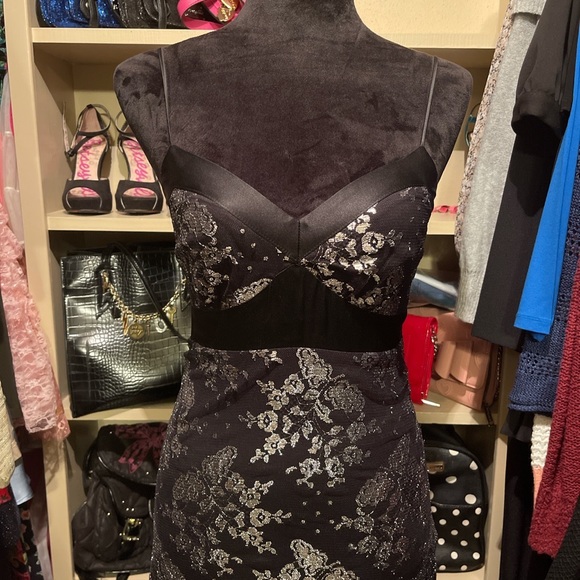 VTG Betsey Johnson Metallic Floral Dress - Picture 2 of 3